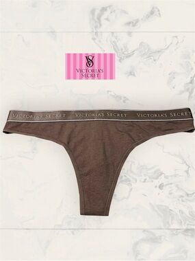 Victoria's Secret Sise L Brown Logo Thong/String Panty